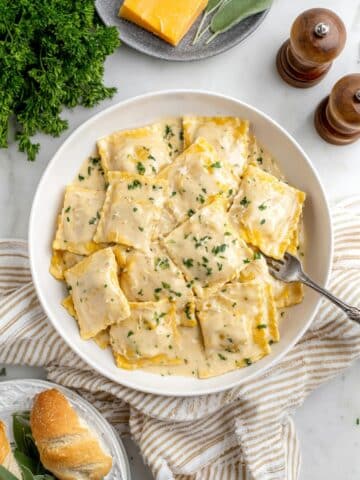 Butternut Squash Ravioli with Sage Butter Cream Sauce Recipe