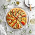 Ratatouille Pizza with Garlic Thyme Olive Oil Drizzle Recipe