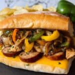 Skillet Barbecue Chicken and Sausage Sandwiches with Veggies and Cheddar Recipe