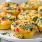 Baked Egg Bites with Spinach, Red Peppers, and Monterey Jack Cheese Recipe