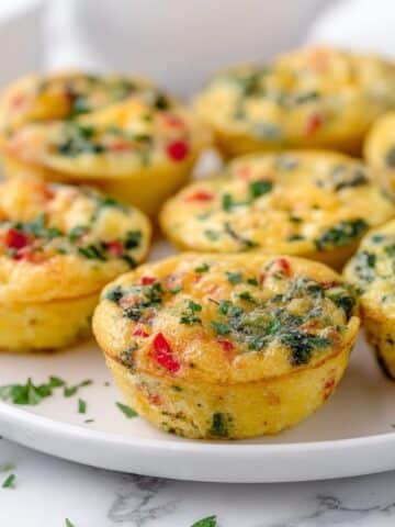 Baked Egg Bites with Spinach, Red Peppers, and Monterey Jack Cheese Recipe