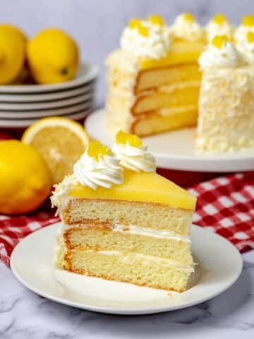 Lemon Curd Cake with Lemon Frosting and White Chocolate Shavings Recipe
