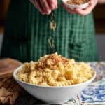 Quick Stovetop Fondue Cheese Pasta with Crispy Nutty Topping Recipe