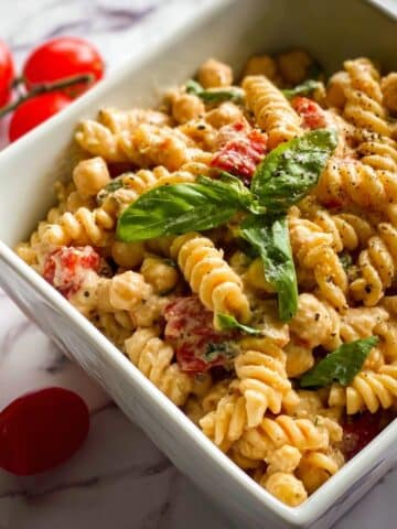 Baked Feta Pasta with Chickpeas and Cherry Tomatoes Recipe