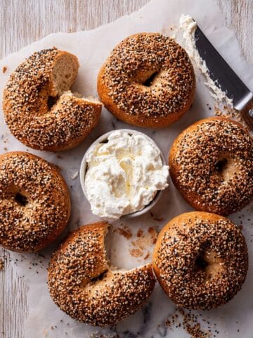 Whole Wheat Bagels with Sesame, Poppy Seeds, and Seasoned Crust Recipe