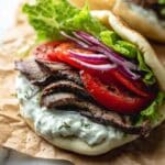 Steak Gyros with Tzatziki Cucumber Sauce Recipe