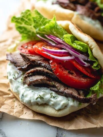 Steak Gyros with Tzatziki Cucumber Sauce Recipe