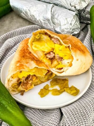 Hatch Green Chile Sausage Breakfast Burritos Recipe