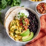 Mexican Scrambled Eggs with Black Beans and Fresh Avocado Recipe