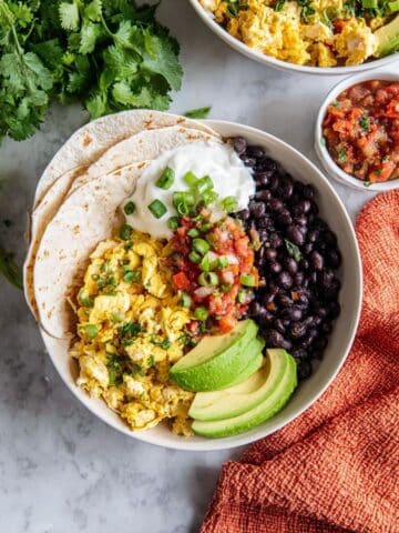 Mexican Scrambled Eggs with Black Beans and Fresh Avocado Recipe