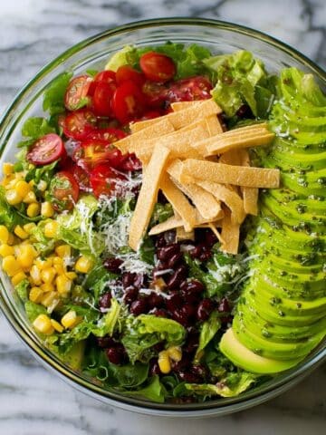 Mexican Salad with Lime-Honey Dressing and Crispy Tortilla Strips Recipe