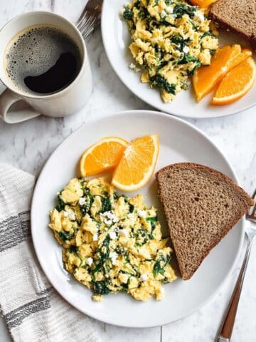 Scrambled Eggs with Spinach and Feta Recipe