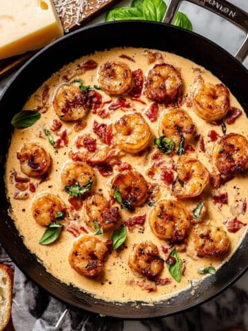 Sun-Dried Tomato Shrimp in Creamy White Wine Sauce Recipe