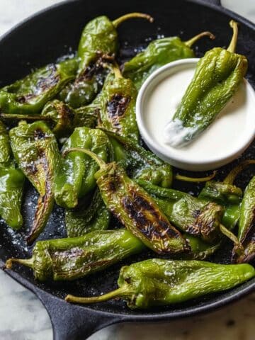 Blistered Shishito Peppers with Lemon Aioli Dipping Sauce Recipe
