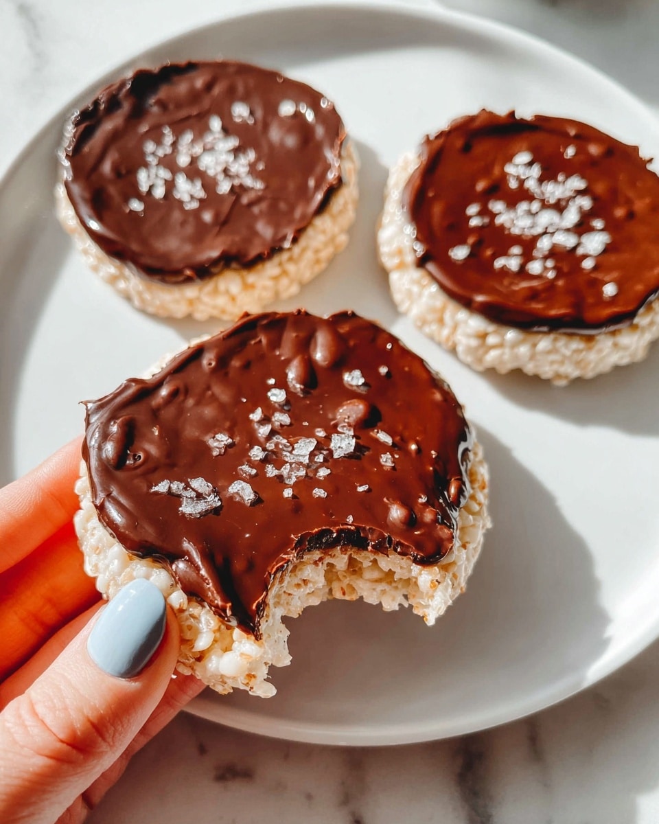 A woman’s hand holds a round rice cake topped with a thick layer of smooth, light brown peanut butter being spread with a metal butter knife, while two more rice cakes with similar peanut butter layers rest on a white plate below. To the right of the plate, there is a small clear glass bowl containing a white, flaky substance. The setting is on a white marbled surface, creating a clean and bright background. photo taken with an iphone --ar 4:5 --v 7