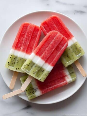 Watermelon and Kiwi Coconut Yogurt Popsicles Recipe