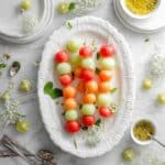 Melon Skewers with Honey Lime Mint Drizzle Recipe