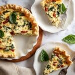 Sun Dried Tomato, Spinach, and Goat Cheese Quiche with Flaky Mayo Pie Crust Recipe