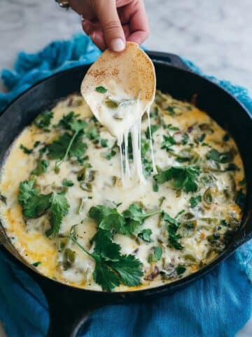 Queso Fundido with Mushrooms and Hatch Green Chile Recipe