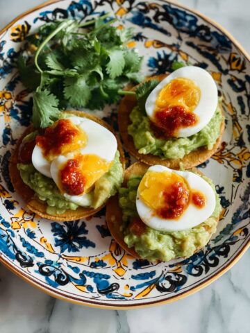 Breakfast Tostadas with Guacamole, Hard-Boiled Eggs, and Salsa Recipe