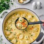 Creamy Knoephla Soup with Potatoes, Dumplings, and Bacon Recipe