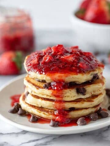 Pancakes with Homemade Strawberry Syrup Recipe