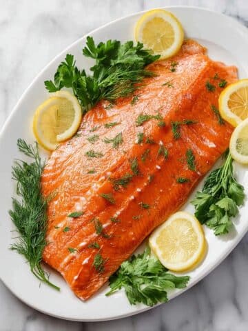 Baked King Salmon with Honey Lemon Butter Recipe