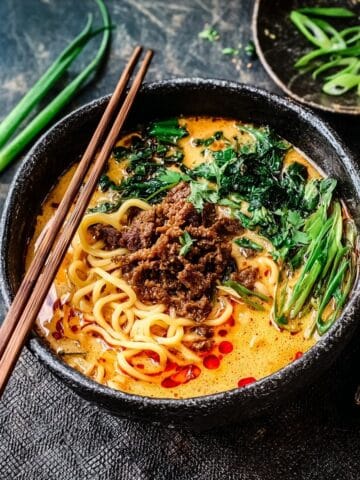 Vegan Tantanmen Ramen with Creamy Nutty Broth and Plant-Based Mince Recipe
