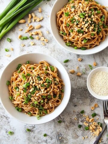 Sesame Noodles with Peanut Sauce and Toppings Recipe