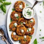 Vegetable Chickpea Fritters with Lemon Herb Yogurt Sauce Recipe