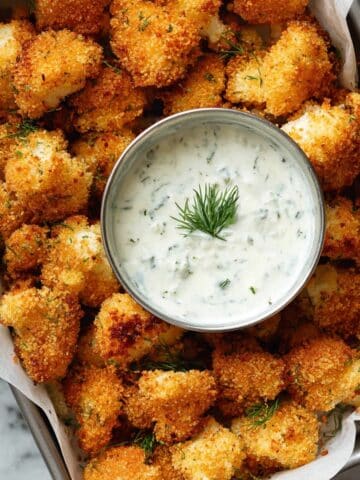 Crispy Air Fryer Cauliflower Bites with Herbed Buttermilk Ranch Dressing Recipe
