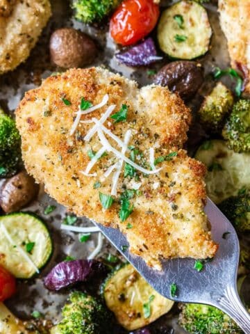 Baked Chicken Cutlets with Roasted Veggies Recipe