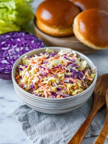 Healthy Greek Yogurt Coleslaw with Napa and Red Cabbage Recipe