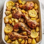 Healthy Lemon Oregano Roasted Chicken Legs & Potatoes Recipe