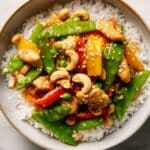 Healthy Gingered Cashew Chicken with Sugar Snap Peas Recipe