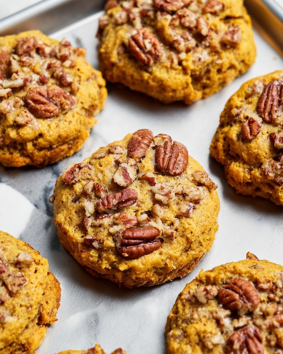 Two golden brown muffins are stacked on top of each other, each wrapped in a ridged, light brown paper liner. The bottom muffin has a rough, nutty topping with pieces of pecans scattered across its slightly cracked surface, while the top muffin is smooth with a gently uneven surface and a few small nut pieces showing. The muffins have a warm, moist texture with visible crumb details. They sit on a white marbled surface with a soft, out-of-focus background. photo taken with an iphone --ar 4:5 --v 7