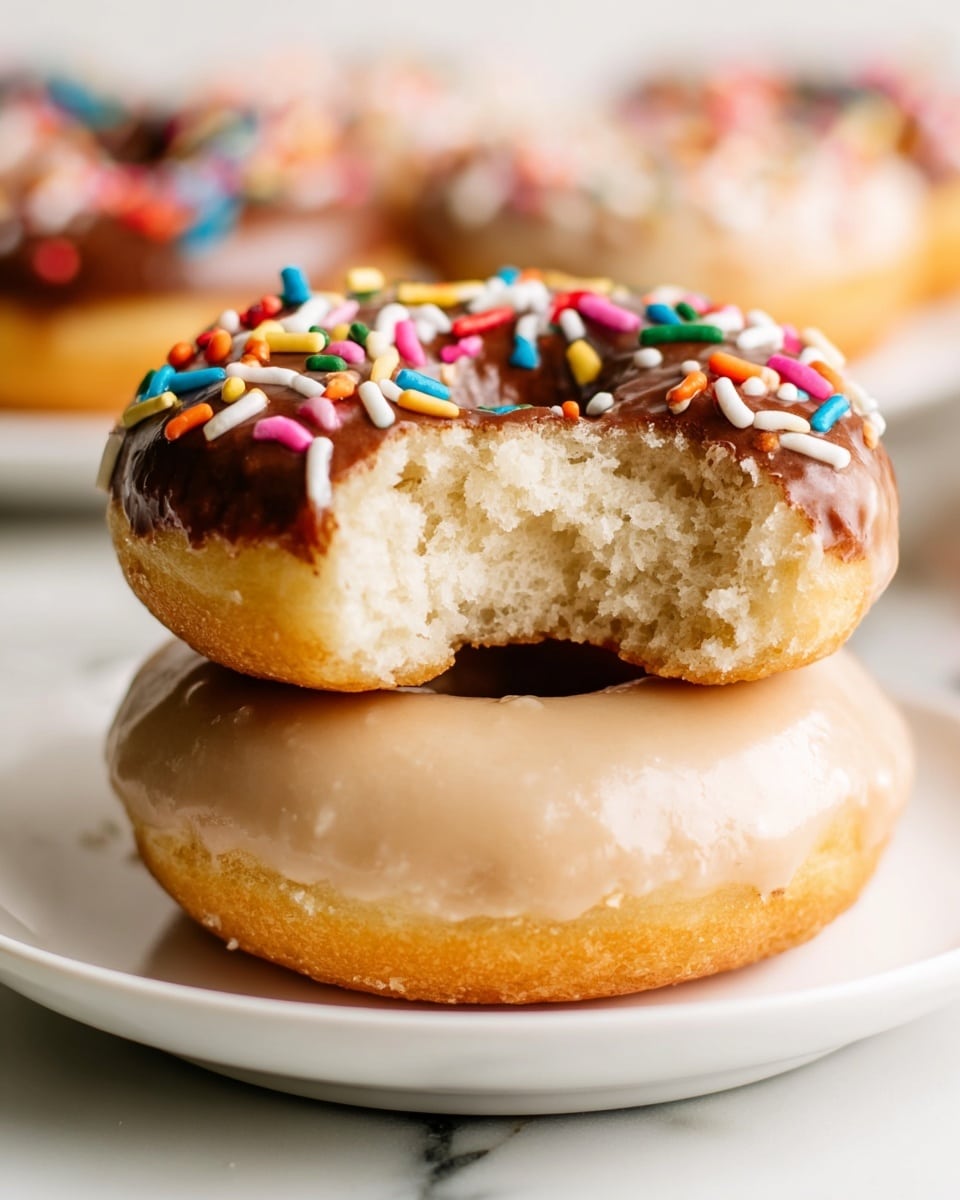 Classic Cake Doughnuts with Chocolate Glaze & Rainbow Sprinkles