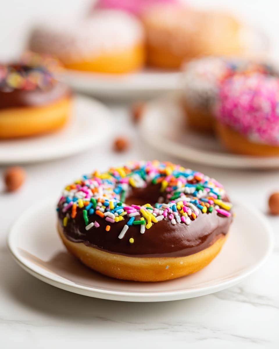 Classic Cake Doughnuts with Chocolate Glaze & Rainbow Sprinkles
