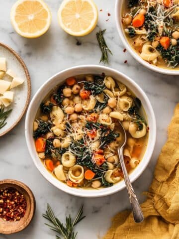 Lemony Chickpea Soup with Parmesan & Pasta Recipe