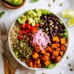 Roasted Sweet Potato and Black Bean Bowl with Chipotle Lime Crema Recipe