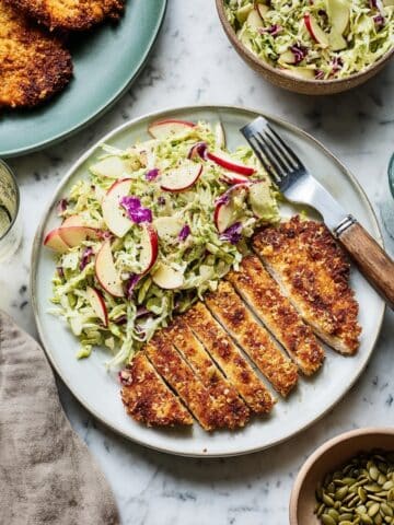 Crispy Chicken Cutlets with Apple Slaw Recipe