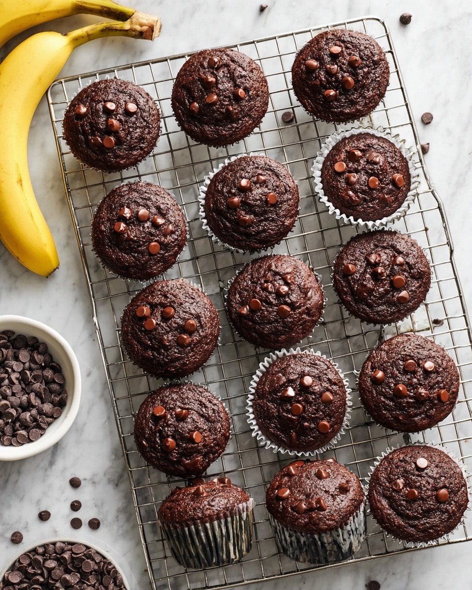 A close-up view of a chocolate muffin with a bite taken out of it, showing the inside texture. The muffin has one main layer with a rich dark brown color, soft and moist crumb with darker melted chocolate chips spread inside and on top. The muffin is sitting on a white marbled surface with a few crumbs around it, and another chocolate muffin is partially visible in the background. The overall look is warm and inviting, highlighting the soft, chocolatey texture. Photo taken with an iphone --ar 4:5 --v 7