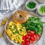 High Protein Cottage Cheese Scrambled Eggs with Everything Bagel and Fresh Veggies Recipe