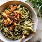 Crispy Roasted Cauliflower with Creamy Pesto Pasta Recipe