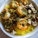 Spicy Pesto Shrimp with Roasted Spaghetti Squash Recipe
