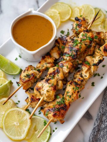 Creamy Chicken Satay with Spicy Peanut Sauce Recipe