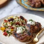 Grilled Balsamic Lamb Chops with Herbed Goat Cheese Sauce Recipe