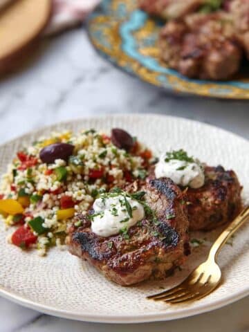Grilled Balsamic Lamb Chops with Herbed Goat Cheese Sauce Recipe