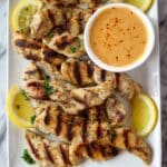 Grilled Chicken Tenders with Spicy Chili Garlic Dipping Sauce Recipe