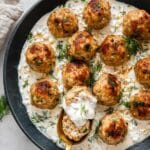Mediterranean Chicken Meatballs with Feta and Yogurt Dipping Sauce Recipe